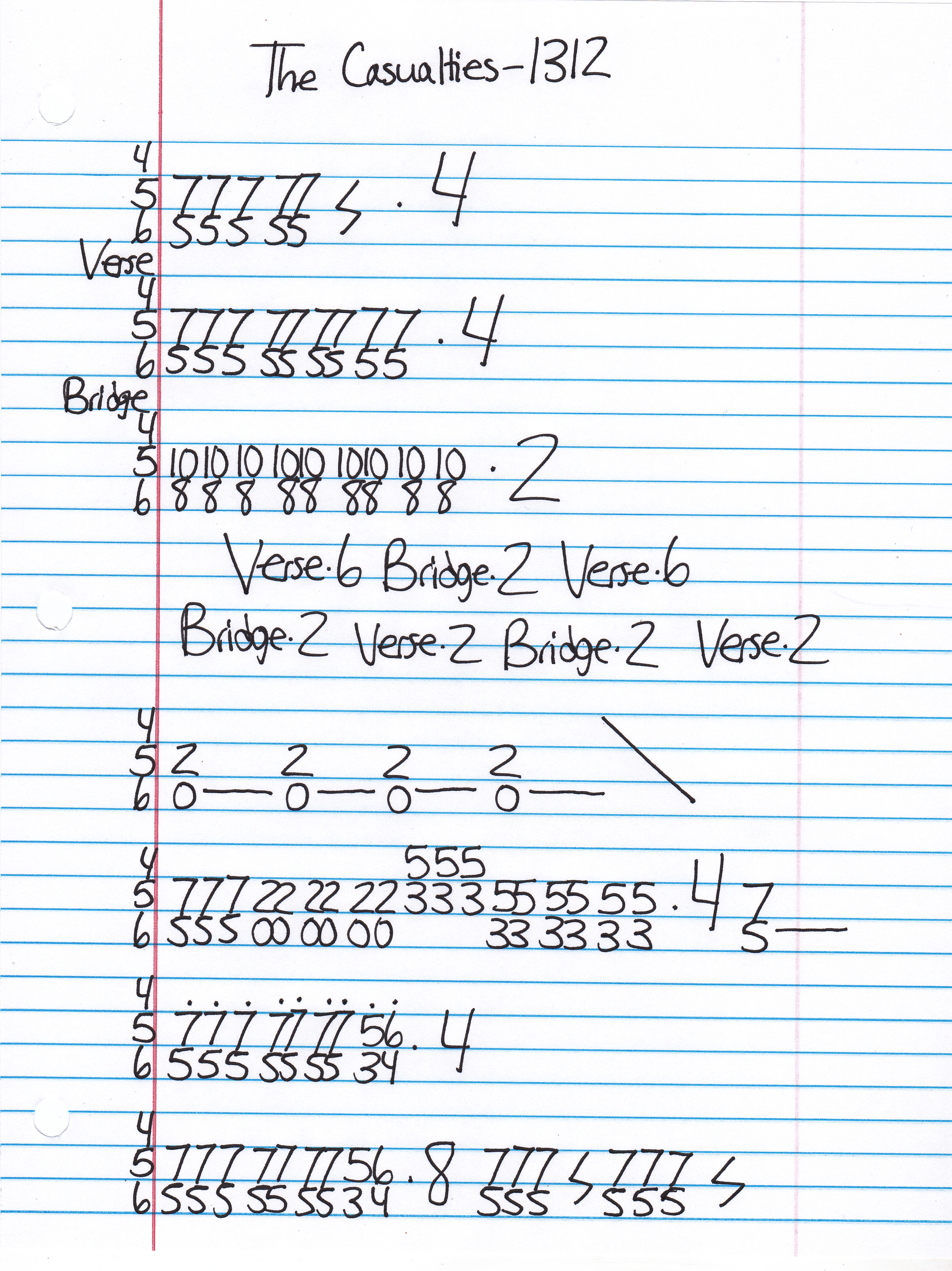 High quality guitar tab for 1312 by The Casualties off of the album Written In Blood. ***Complete and accurate guitar tab!***